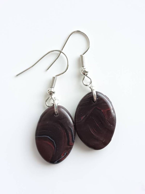Dark cherry oval dangles