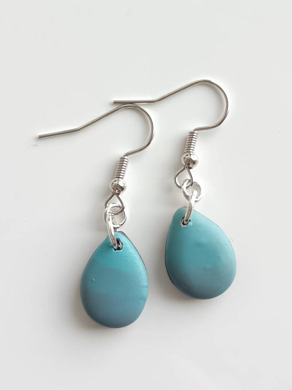 Teal small teardrop earrings