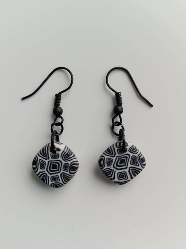 Black and white square dangles