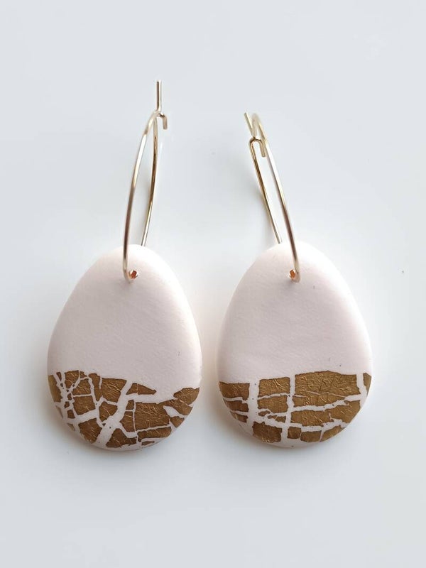 Razzle Dazzle large teardrop earrings in white