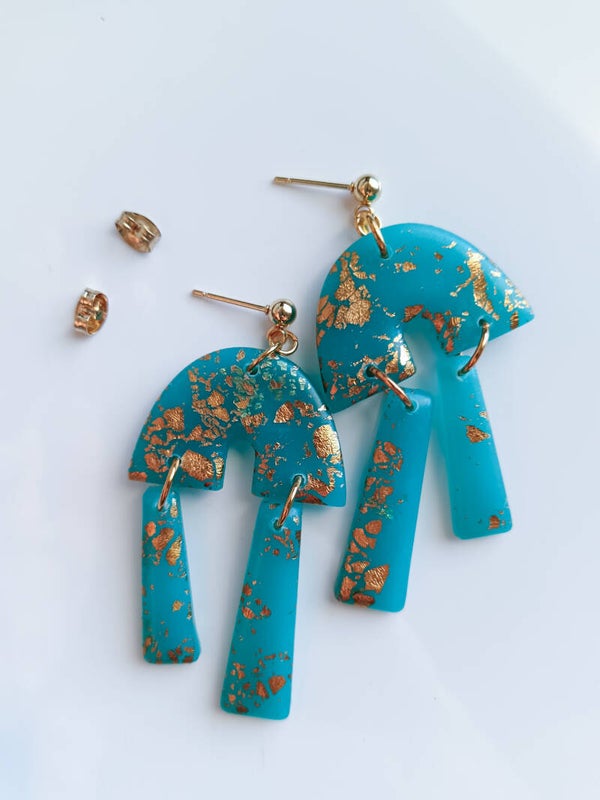 Double pendulum translucent turquoise earrings