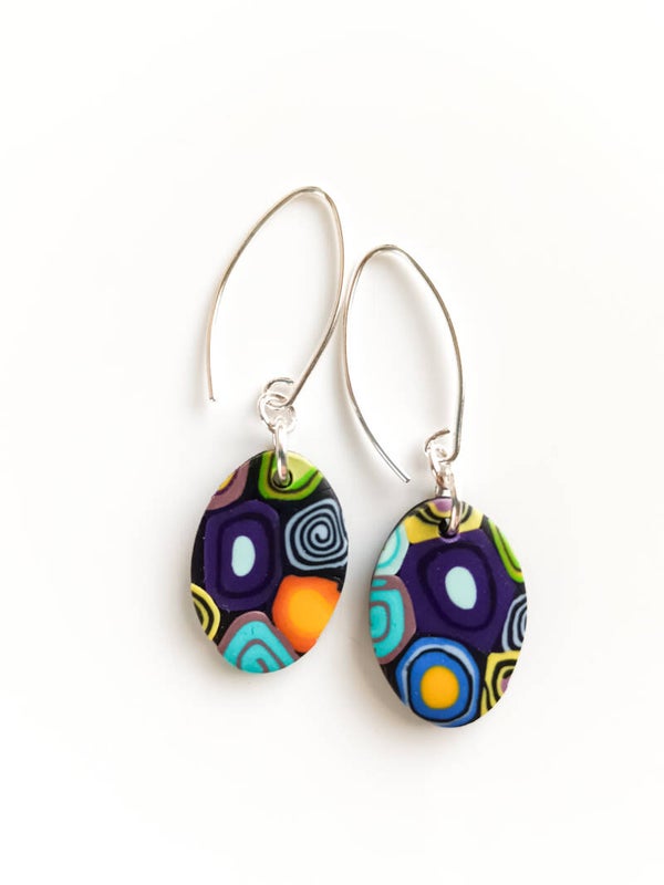 Colour splash oval dangle earrings