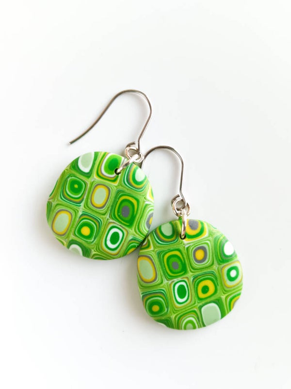 KLIMT round green earrings