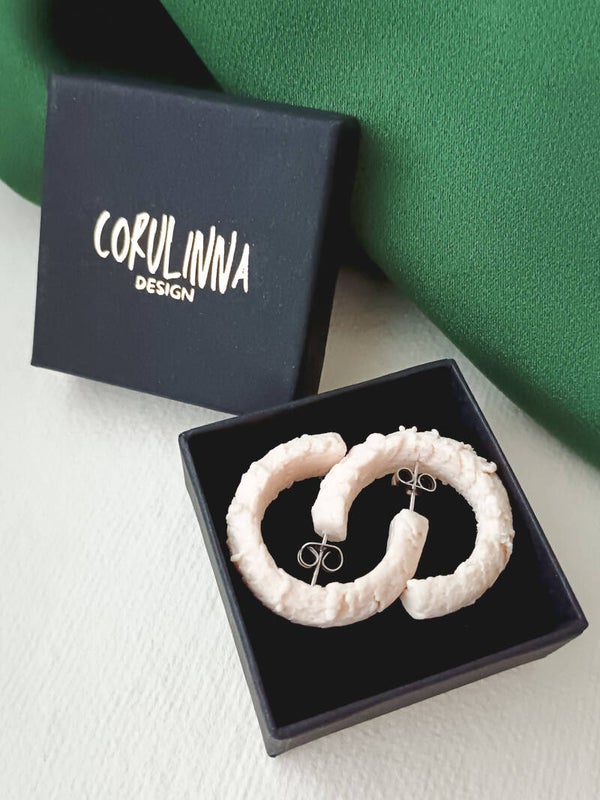 Small rustic hoops — ivory