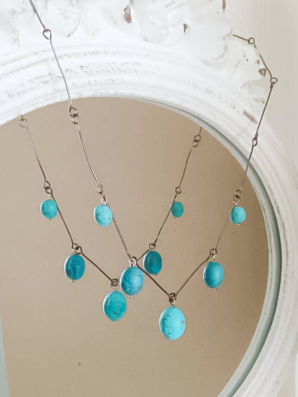 Turquoise bead charm necklace
