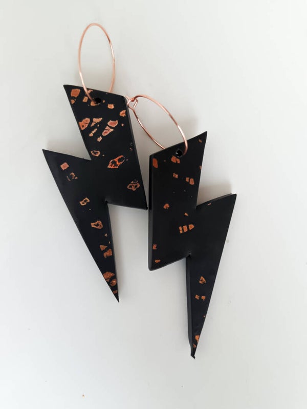 Dark lightning statement earrings