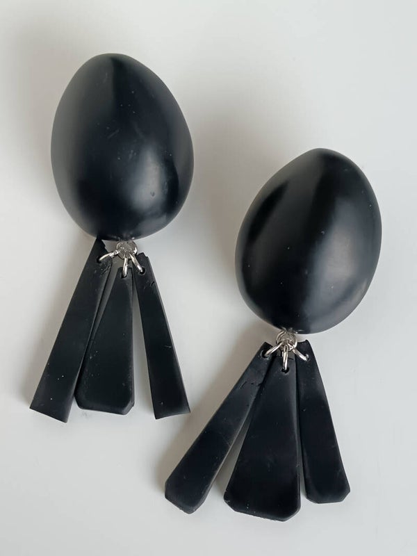 Large black statement earrings
