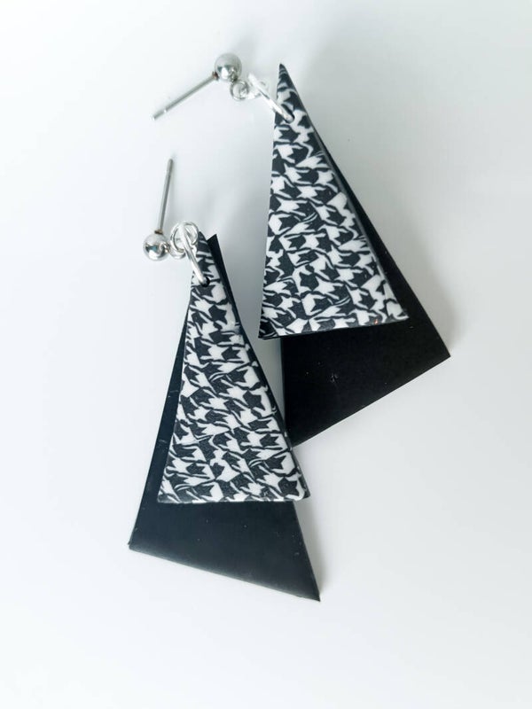 Houndstooth geometric earrings
