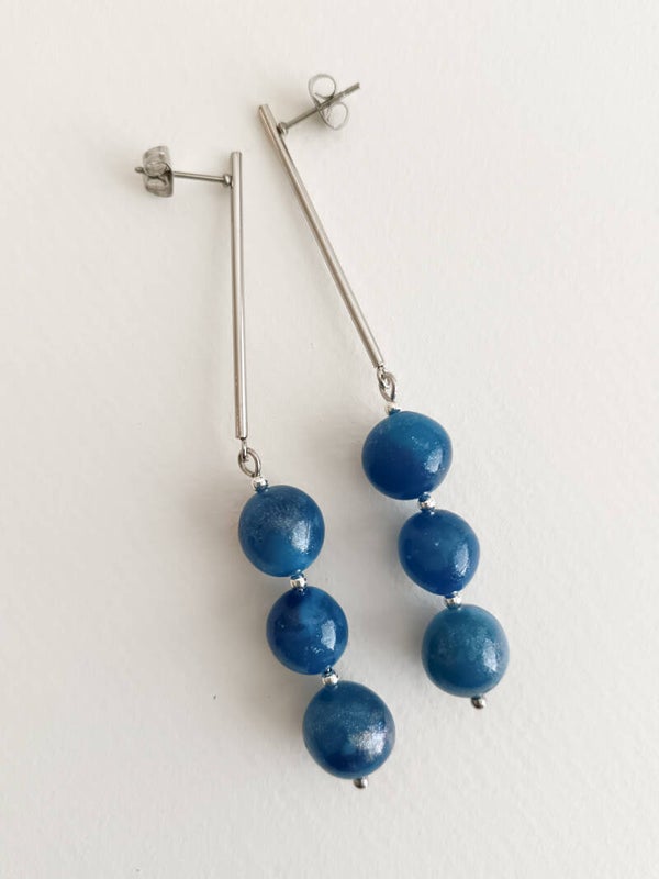 Long bar bead earrings