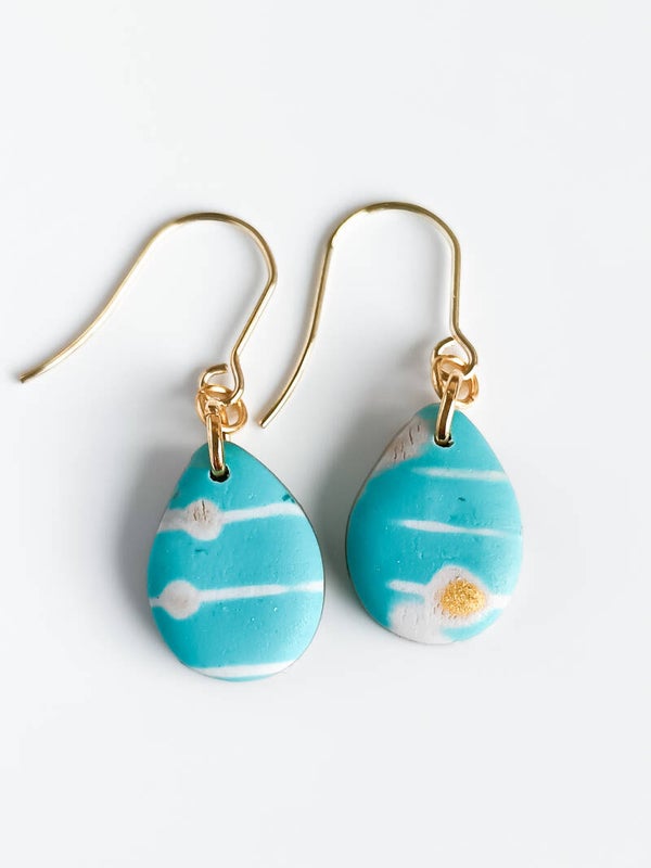 Turquoise Mokume teardrop dangles