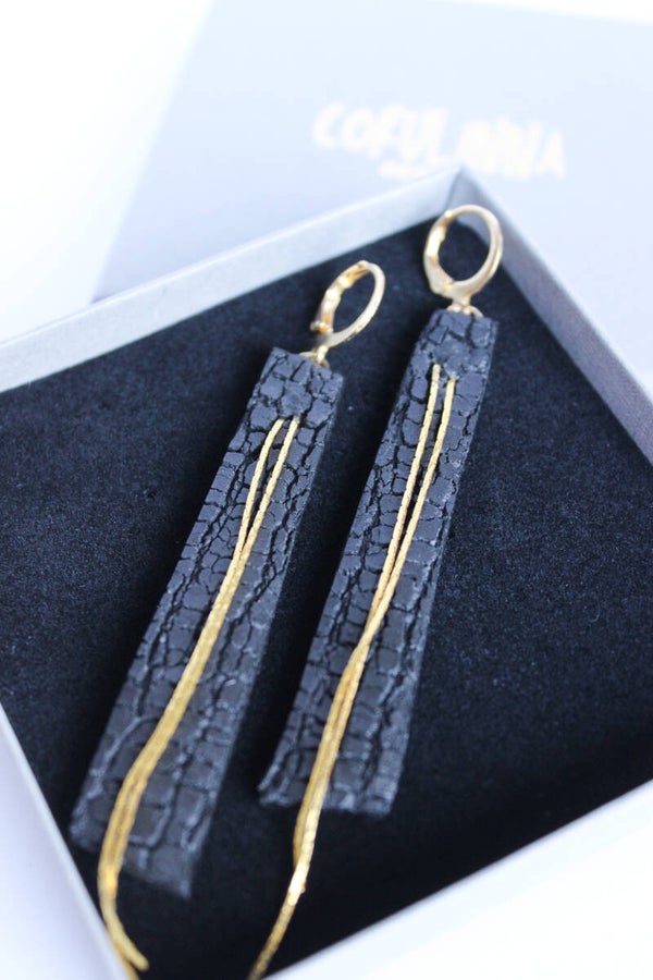 Charred wood statement earrings
