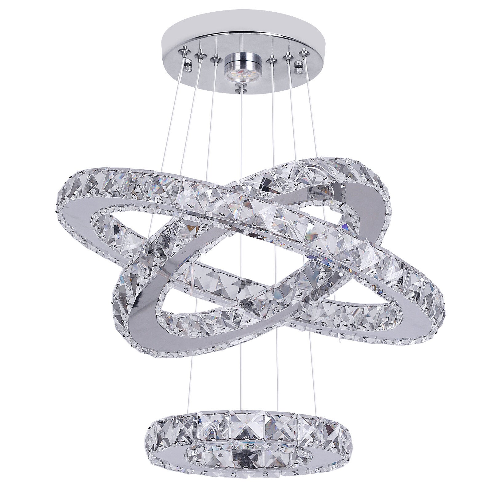 LED Hängeleuchte Kristall 3 Ringe