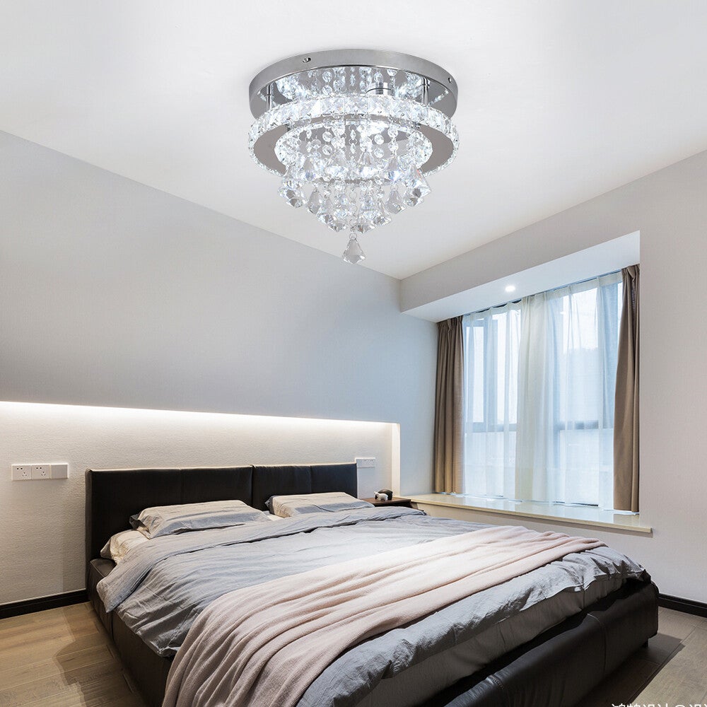 LED Deckenleuchte Chrom Kristall Rund