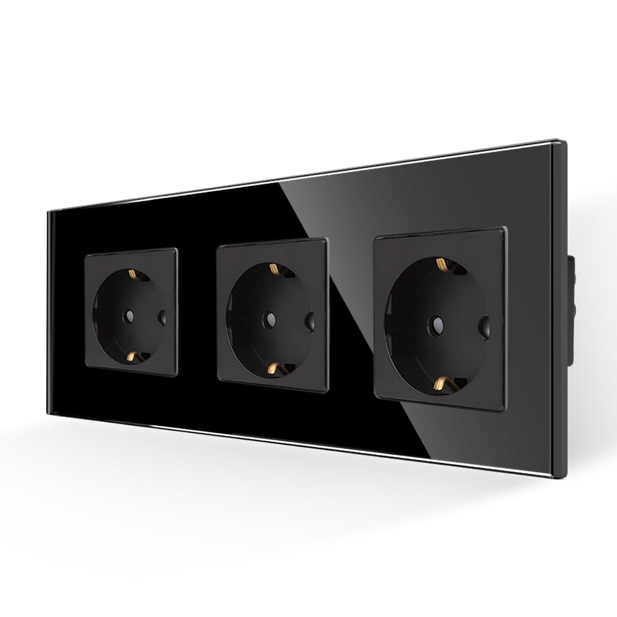 3 Fach Steckdose mit Glas Rahmen Weiß komplett