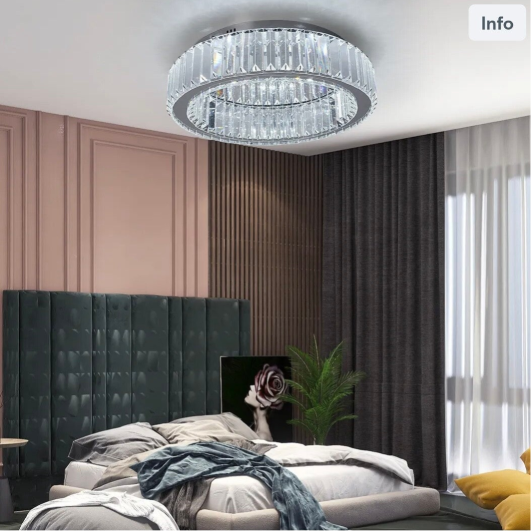 LED Deckenleuchte Kronleuchter Chrom Kristall Rund