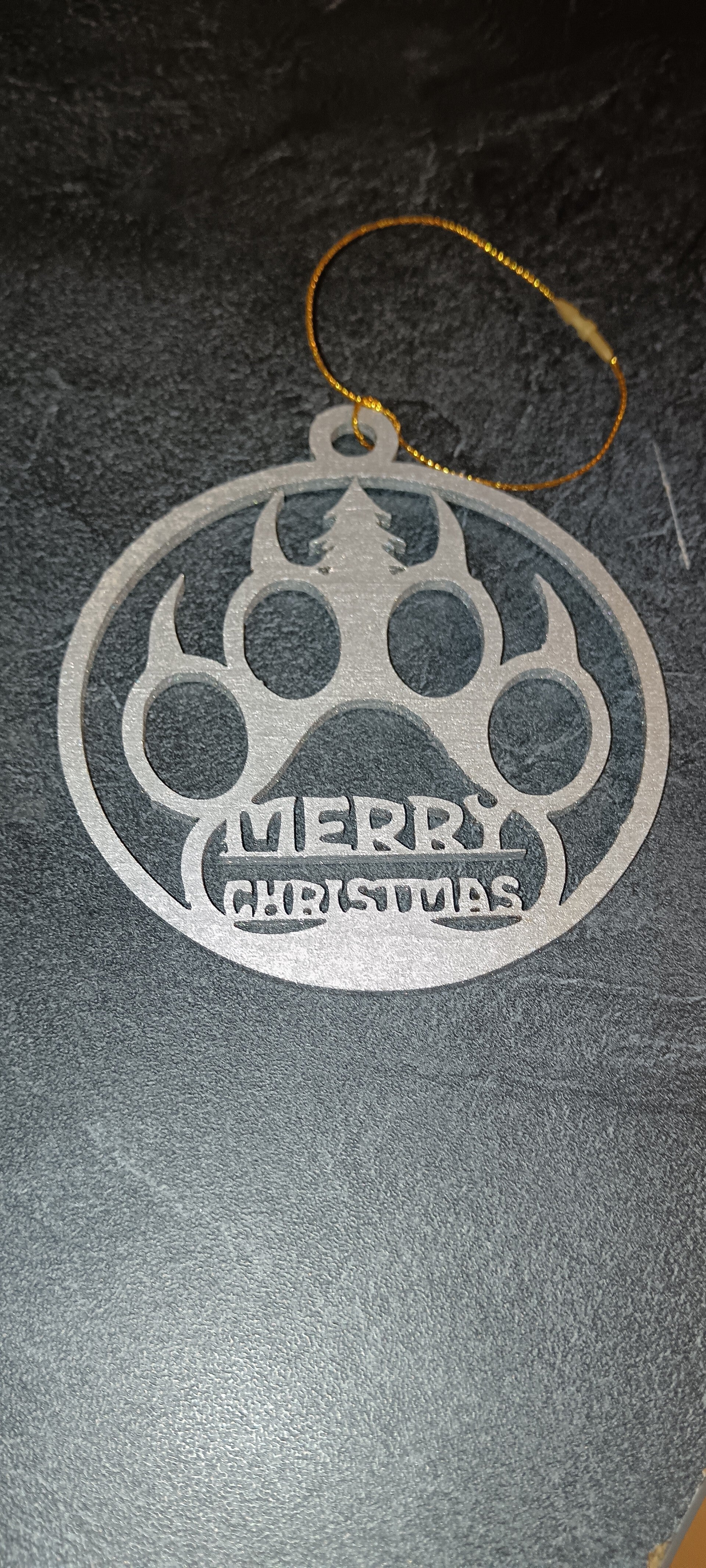 Boule de Noel "Patte de chien" Merry Christmas