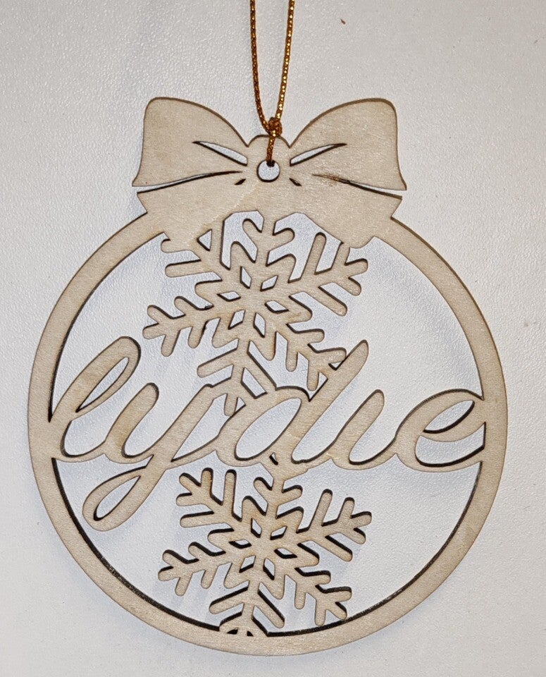 BOULE DE NOEL "FLOCON" EN BOIS PERSONALISABLE