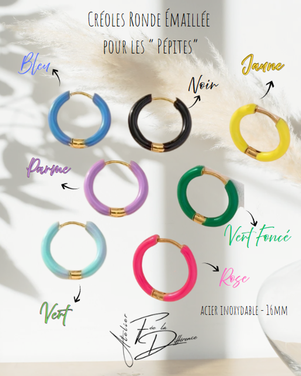 BIENTOT DISPO - Créoles - Ronde Émaillée en couleur