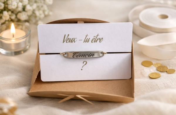 Carte de demande " Veux-tu être..." + bracelet gravé