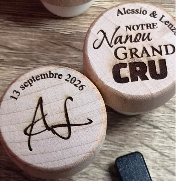 Bouchon de vin gravé personnalisable