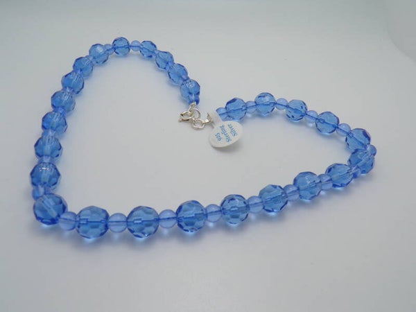 Vintage Style Cornflower Crystal Faceted Necklace Made By Preloved Jewellery