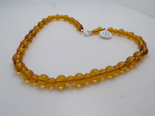 Vintage Style Amber Colour Czech Round Beads Necklace Made By Preloved Jewellery