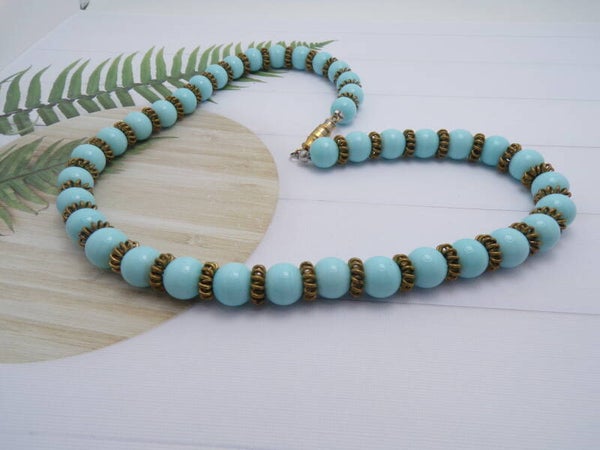 Stunning Vintage Blue Glass Lovely 1930s Necklace