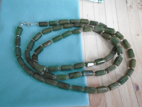 Impressive Green Moss Agate Long Necklace.