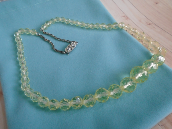 Faceted Lemon Crystal Graduated Bead with a Diamante Fishhook Clasp Necklace.