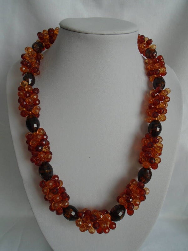 Vintage Impressive Gold to Brown Mixed Celluloid Bead Necklace.