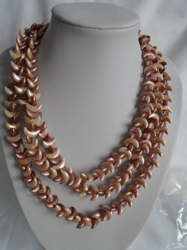 1950/60's 3 Row Shape Necklace Mixed Colours