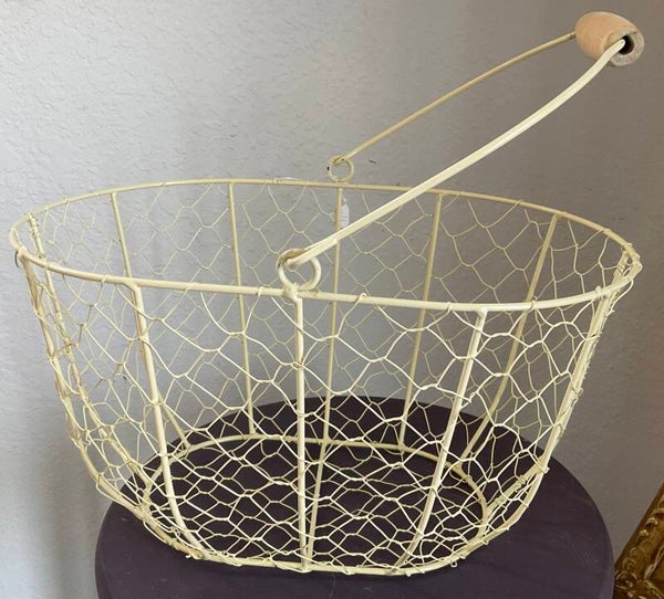 Pale yellow chicken wire basket