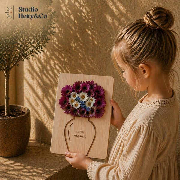 Moederdag | houten kaart voor bloemen