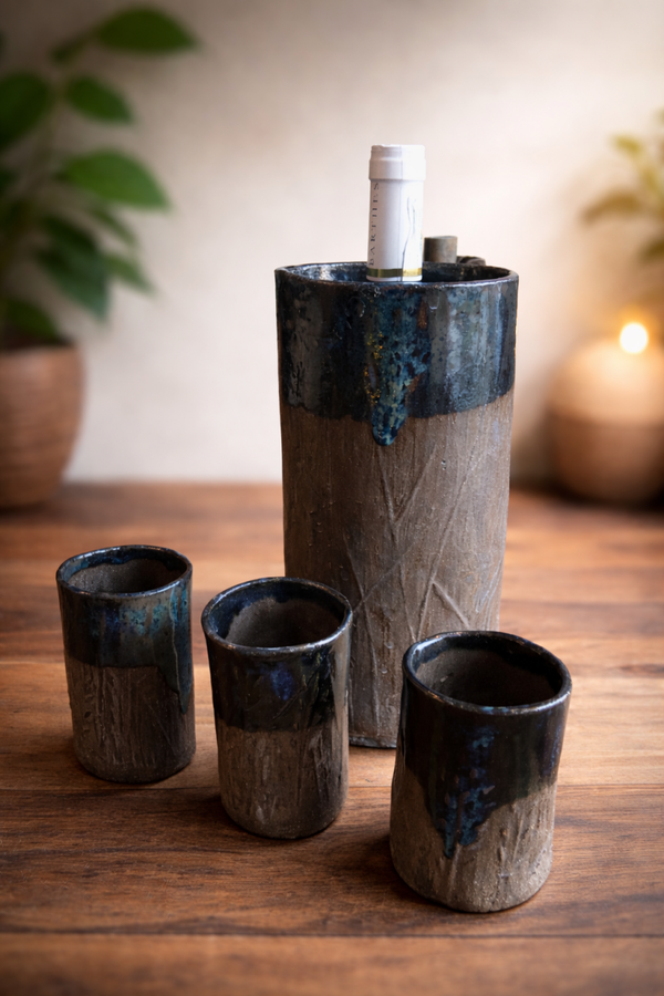 Handgemaakt: Wijnkoeler en kleibekers