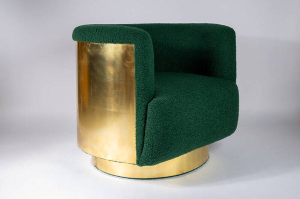 Mid-Century Brass Swivel Lounge Chairs, Italy mid century (2 available)