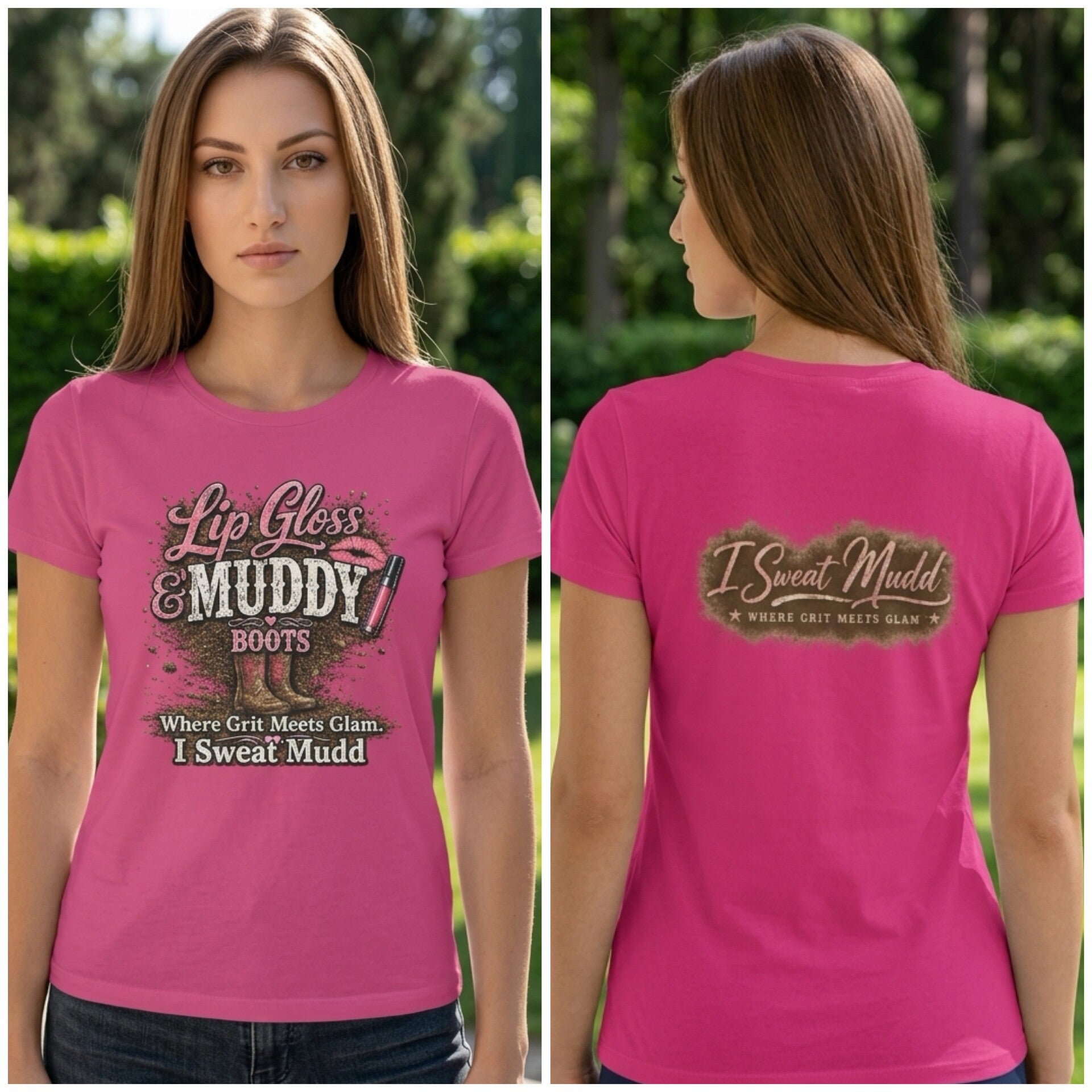 Lip Gloss & Muddy Boots™ | Women's Relaxed Crew Neck | Mud Talk Collection