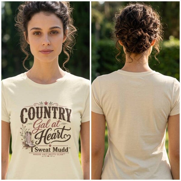 Country Girl at Heart Tee | Rustic Country Graphic Shirt | I Sweat Mudd™