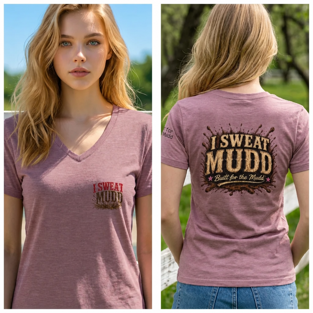 I Sweat Mudd™ Signature V-Neck Tee-Mudd Sleeve Edition