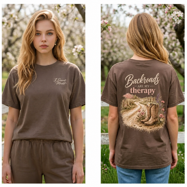 Backroads Are My Therapy Relaxed Tee