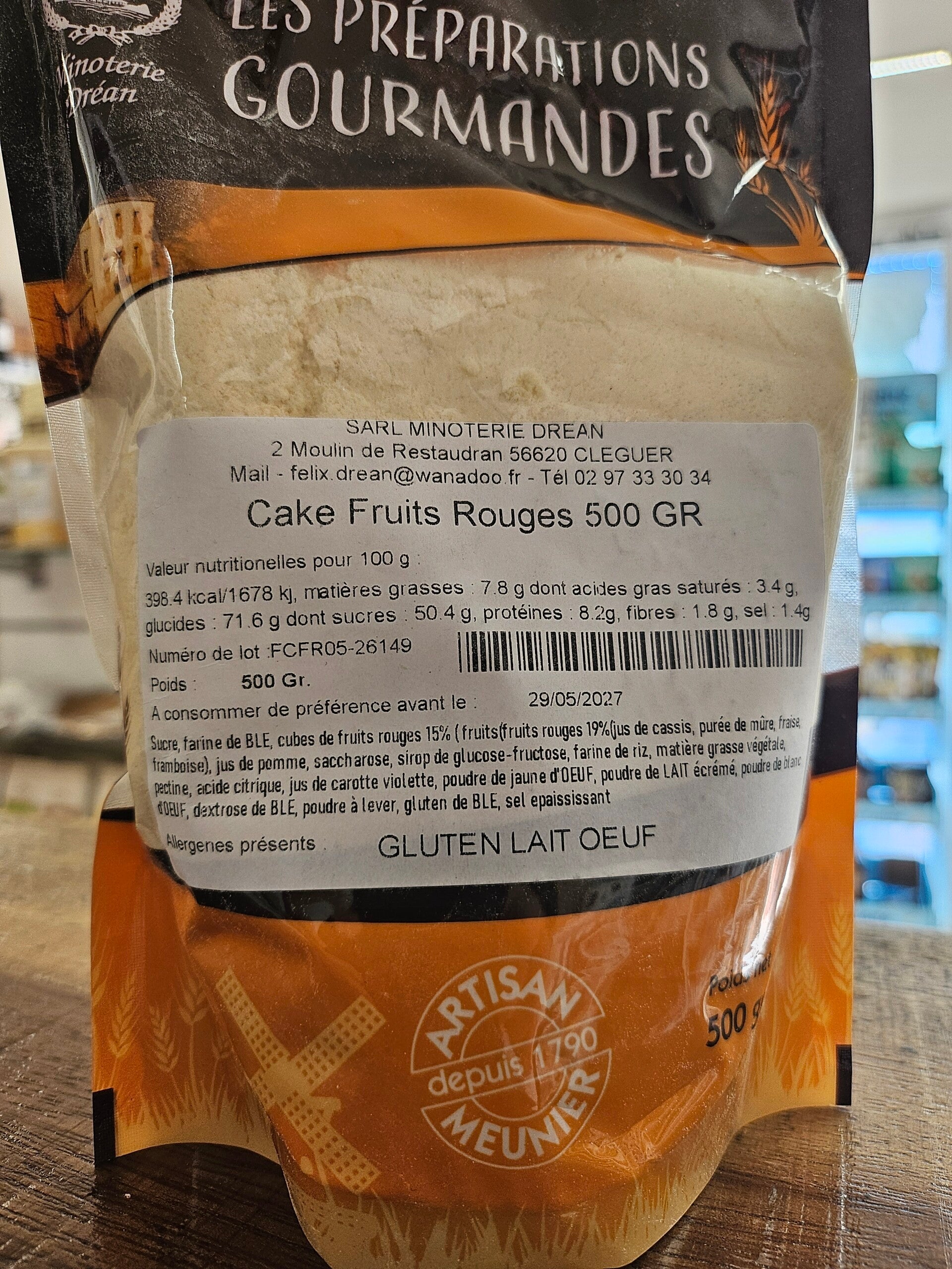 Préparation Cake fruits rouges 500g