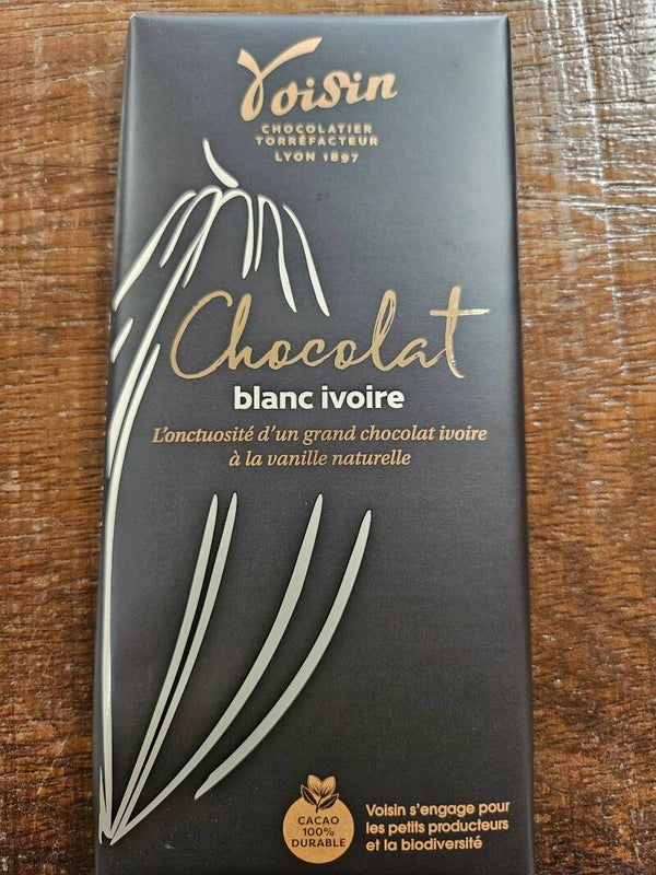 Chocolat blanc ivoire, Chocolaterie VOISIN, 100g