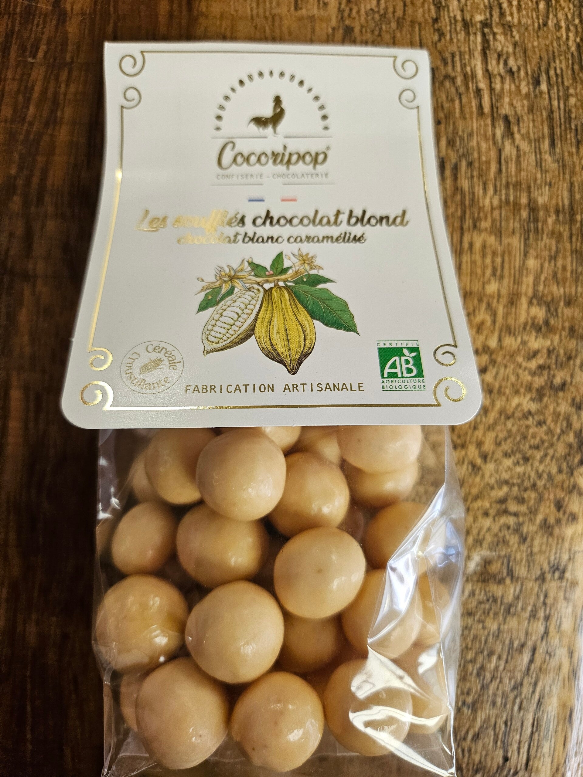 Biles de céréales croustillantes au chocolat blanc caramélisé