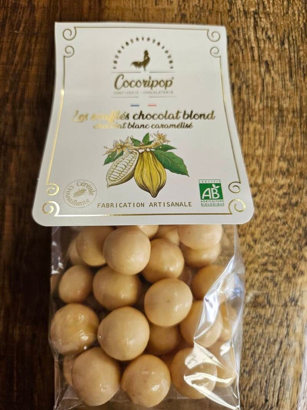 Biles de céréales croustillantes au chocolat blanc caramélisé