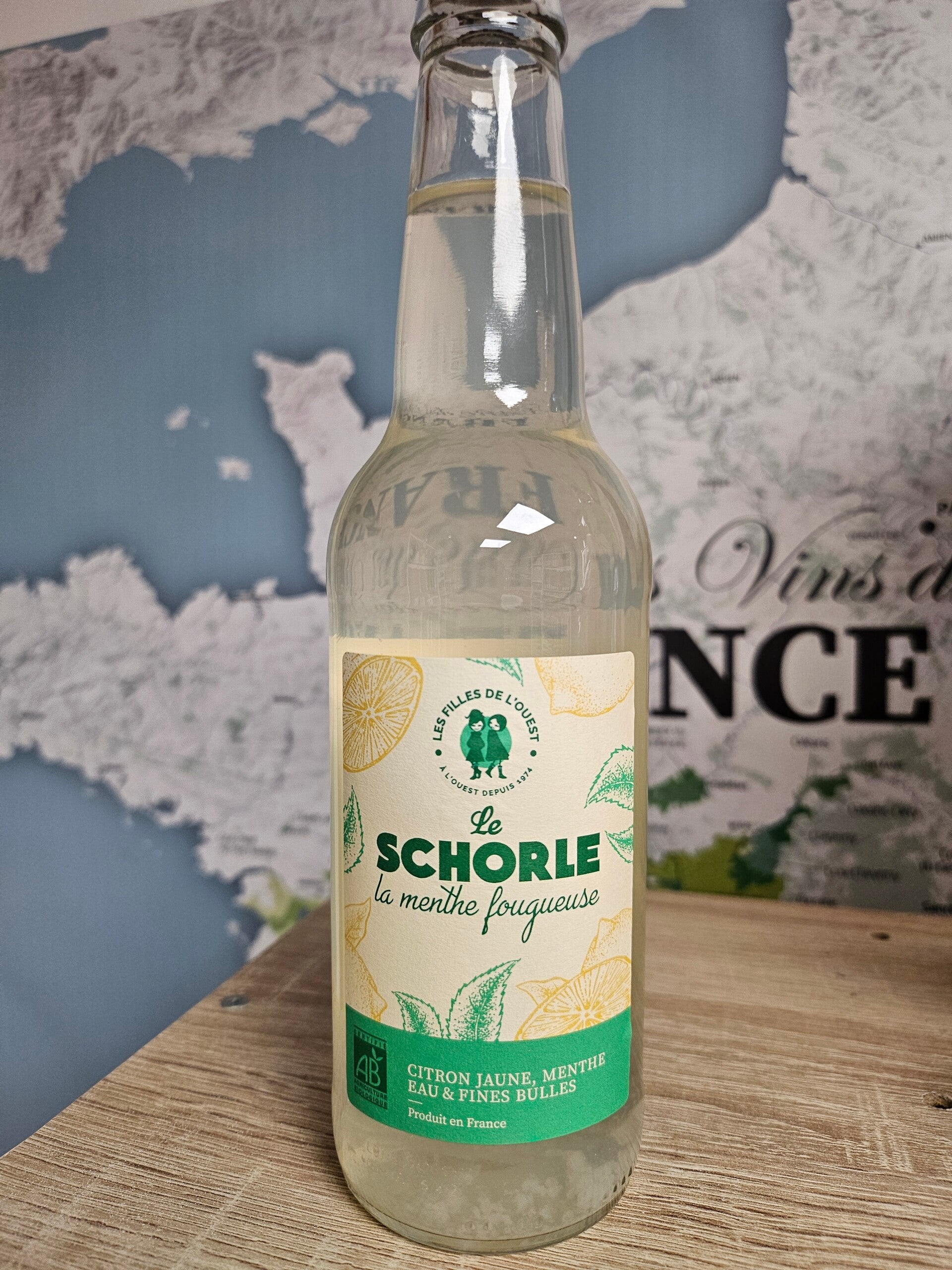 Le SHORLE BIO, la Menthe Fougueuse, Citron Jaune, Menthe, eau et fines bulles, LES FILLES DE L'OUEST, 33cl