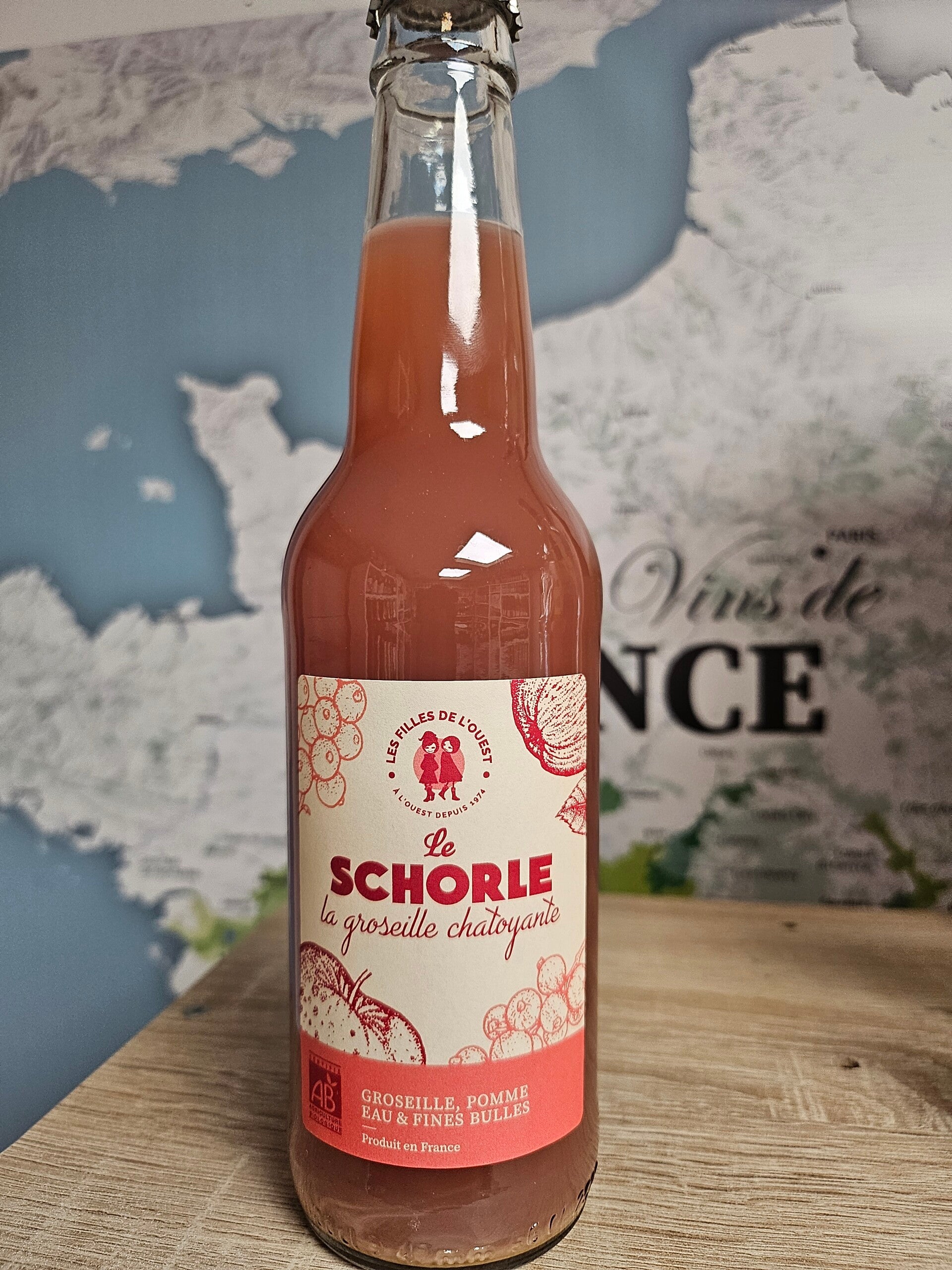 Le SHORLE BIO la groseille chatoyant, Groseille, Pomme, eau et fines bulles, LES FILLES DE L'OUEST, 33cl