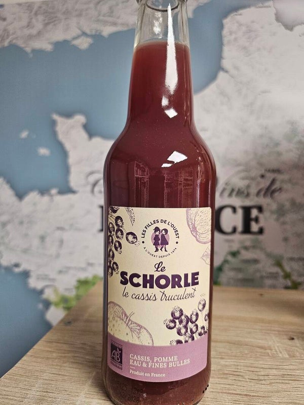 Le SHORLE BIO, le Cassis Truculent, Cassis, Pomme, eau et fines bulles, LES FILLES DE L'OUEST, 33cl