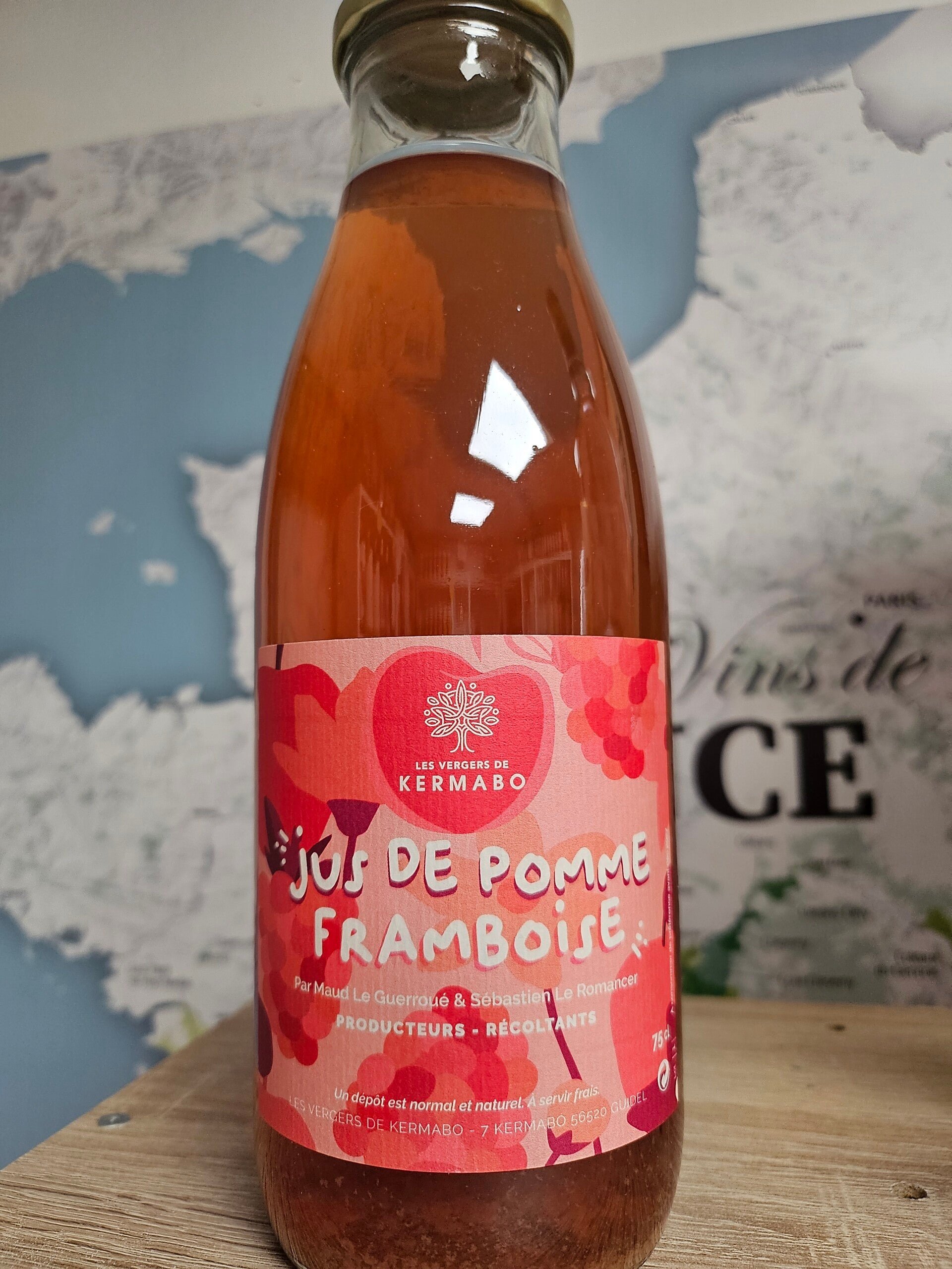 Jus de Pomme Framboise, LES VERGERS DE KERMABO, 75cl
