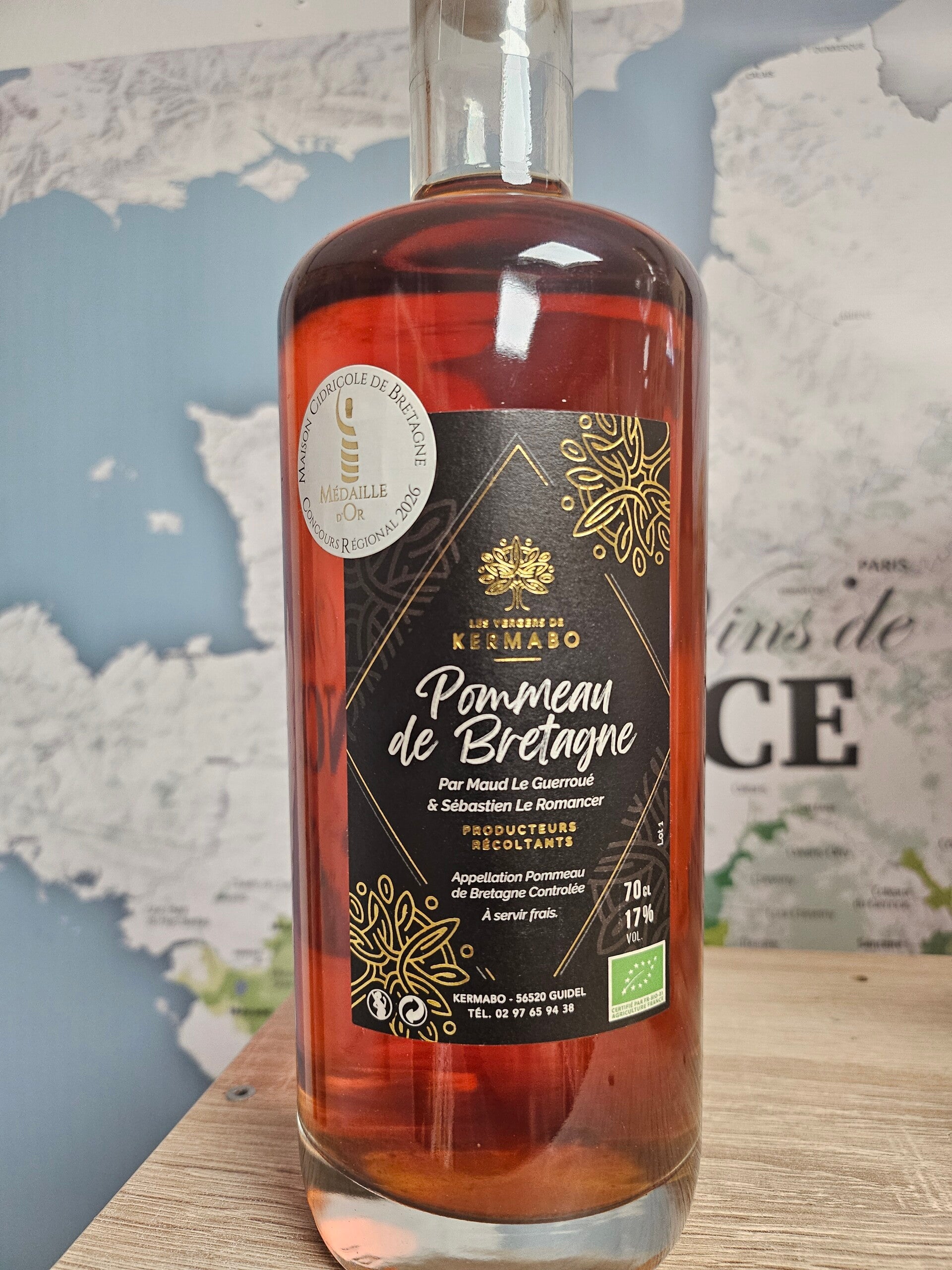 Pommeau de Bretagne BIO médaille OR 2026,70 cl , 17%