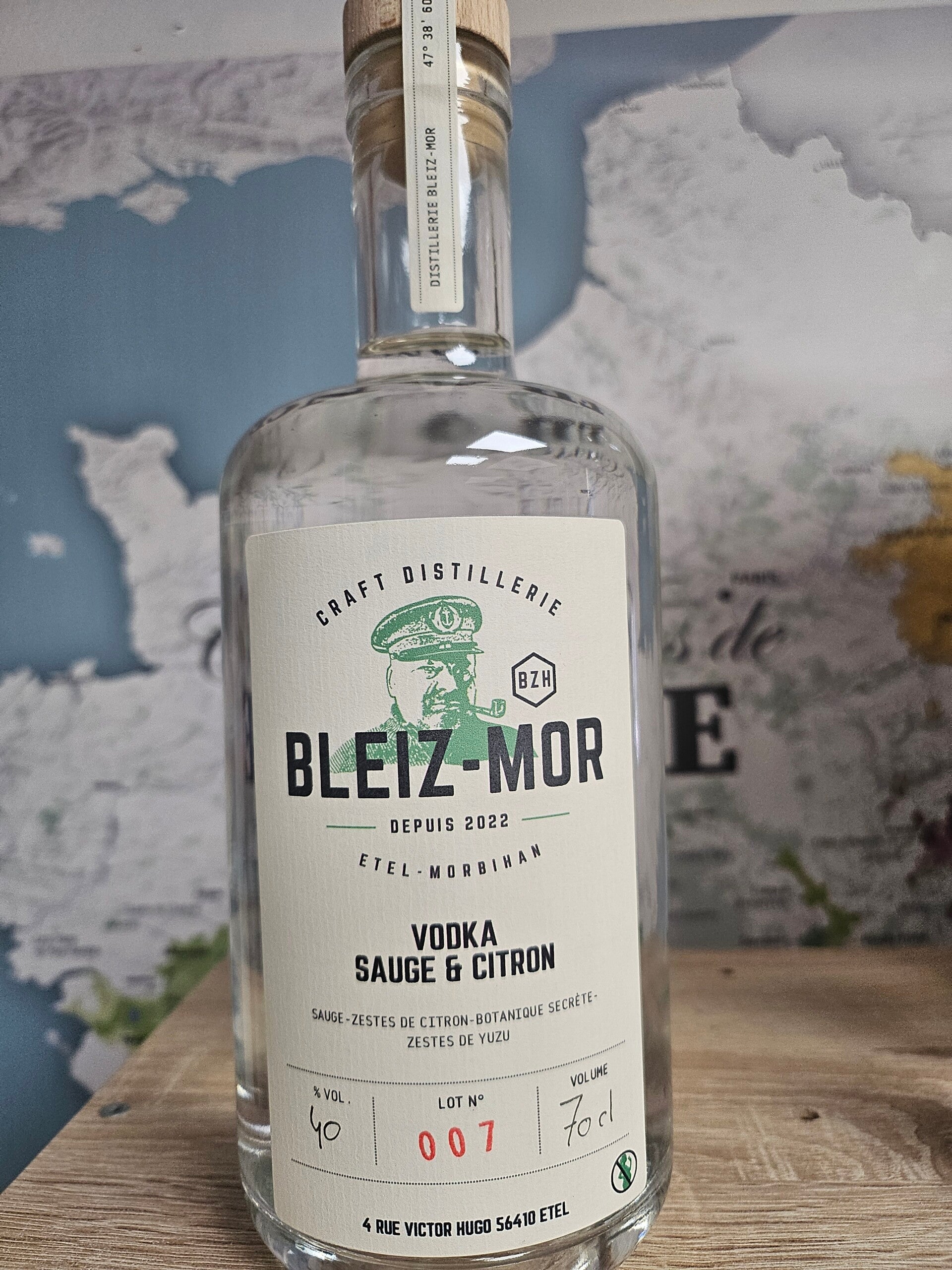 VODKA Bretonne BLEIZ-MOR, Sauge et Citron, 70 cl, 30% vol