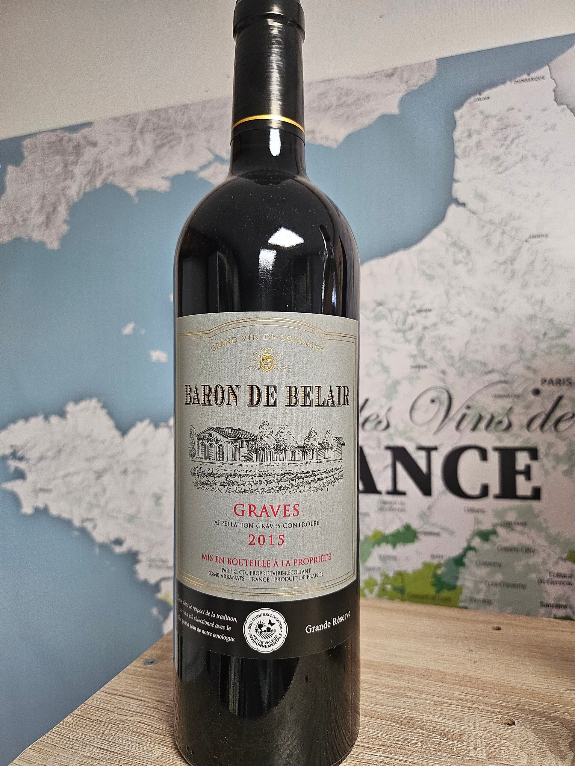 BARON DE BELAIR, GRAVES AOC 2015, grande réserve, 750ml, 14% vol